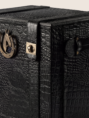 Ivo Croco Print Leather Portable Bar - Black