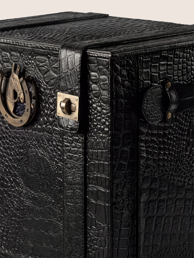 Ivo Croco Print Leather Portable Bar - Black