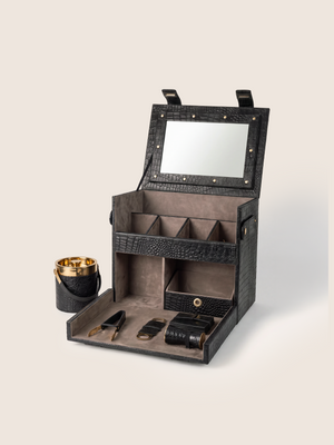 Ivo Croco Print Leather Portable Bar - Black