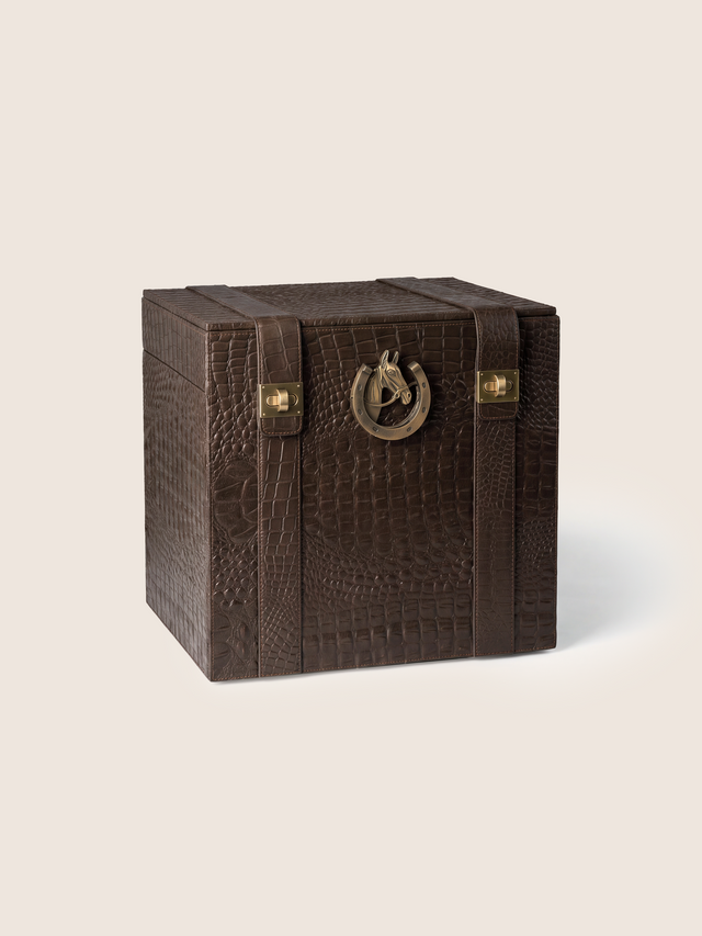 Ivo Croco Print Leather Portable Bar - Brown