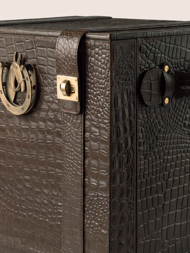 Ivo Croco Print Leather Portable Bar - Brown