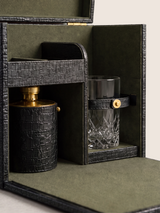 Eva Croco Print Leather Portable Bar - Black