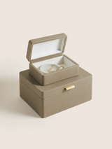 Veron Shagreen Leather Decorative Boxes, Set of 2 - Taupe