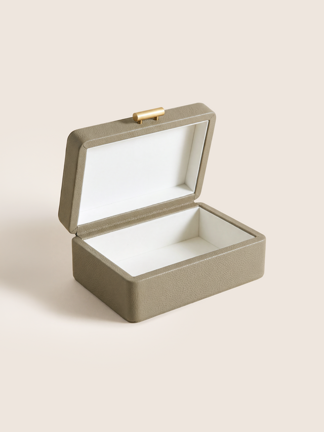 Veron Shagreen Leather Decorative Boxes, Set of 2 - Taupe