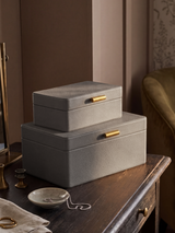 Veron Shagreen Leather Decorative Boxes, Set of 2 - Grey