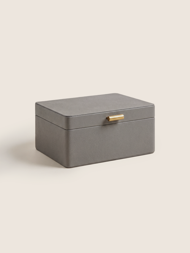Veron Shagreen Leather Decorative Boxes, Set of 2 - Grey