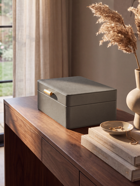 Veron Shagreen Leather Decorative Boxes, Set of 2 - Grey