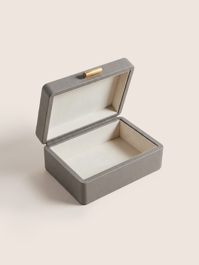 Veron Shagreen Leather Decorative Boxes, Set of 2 - Grey
