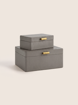 Veron Shagreen Leather Decorative Boxes, Set of 2 - Grey
