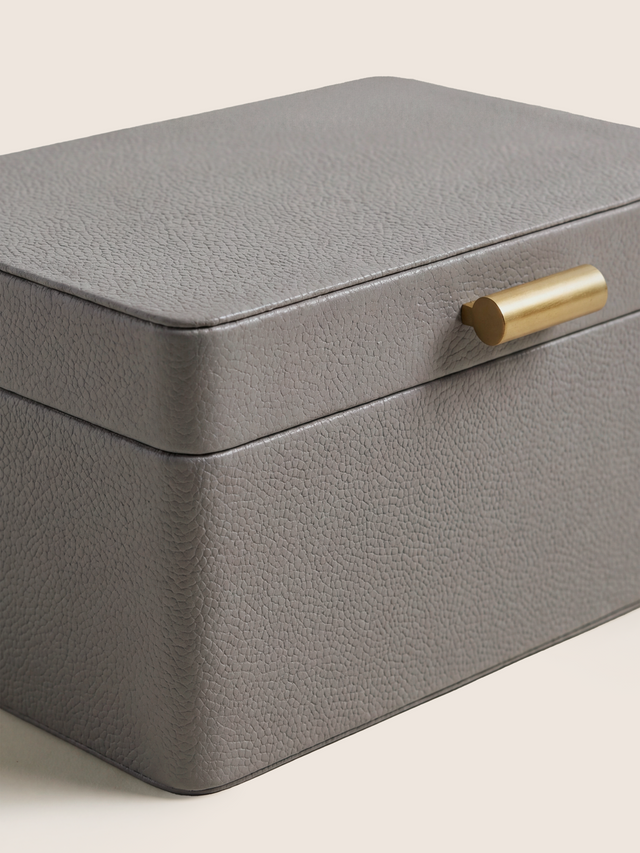 Veron Shagreen Leather Decorative Boxes, Set of 2 - Grey