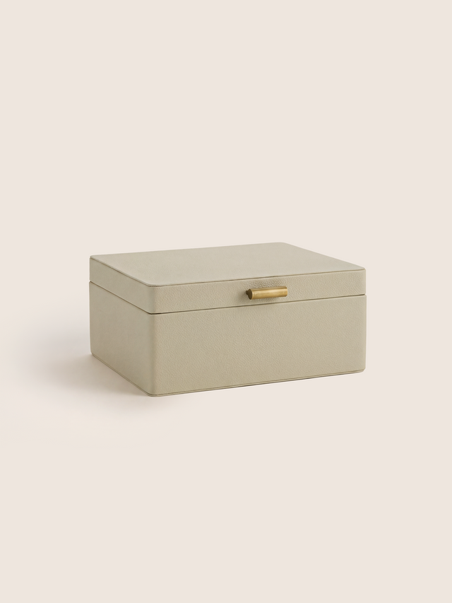Veron Shagreen Leather Decorative Boxes, Set of 2 - Cream