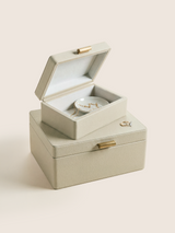 Veron Shagreen Leather Decorative Boxes, Set of 2 - Cream