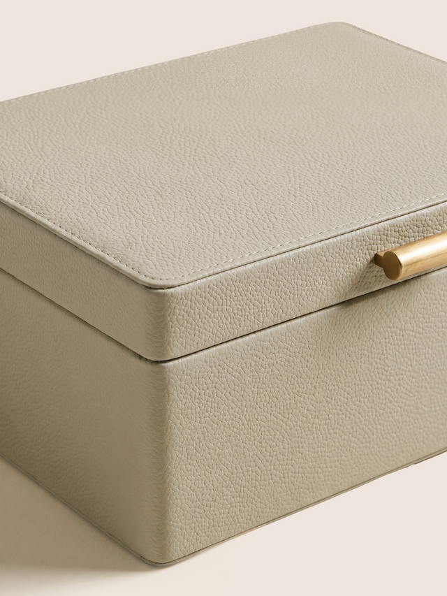 Veron Shagreen Leather Decorative Boxes, Set of 2 - Cream