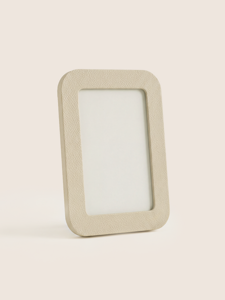 Faro Shagreen Leather Photo Frame, Set of 2 - Cream
