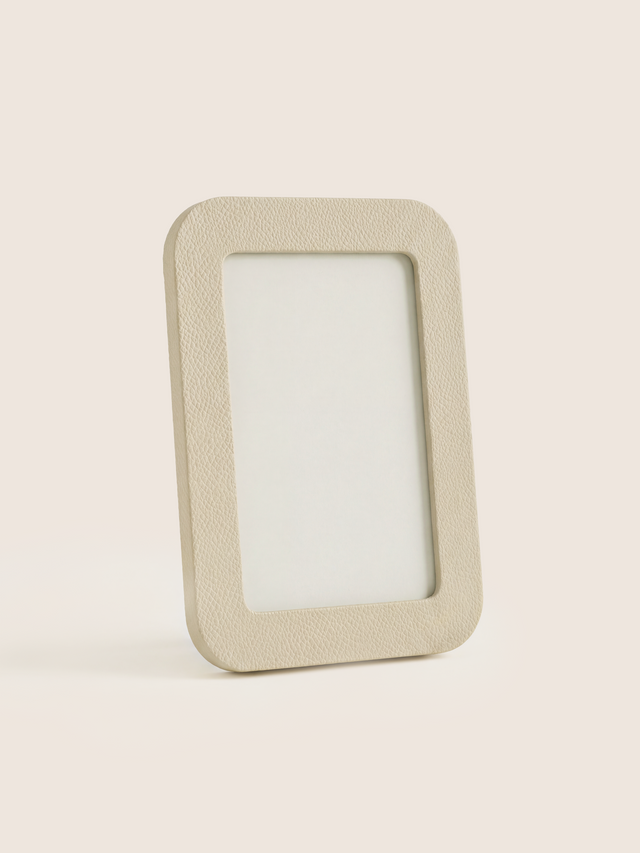 Faro Shagreen Leather Photo Frame, Set of 2 - Cream