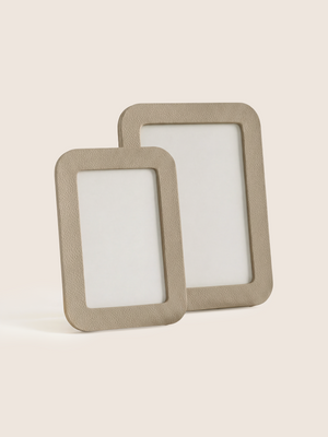 Faro Shagreen Leather Photo Frame, Set of 2 - Taupe