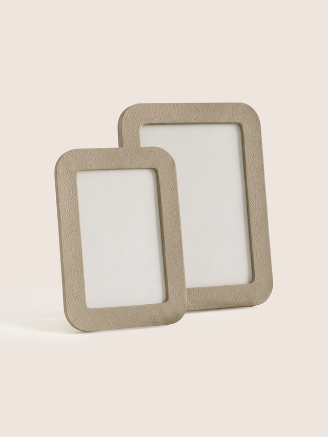 Faro Shagreen Leather Photo Frame, Set of 2 - Taupe
