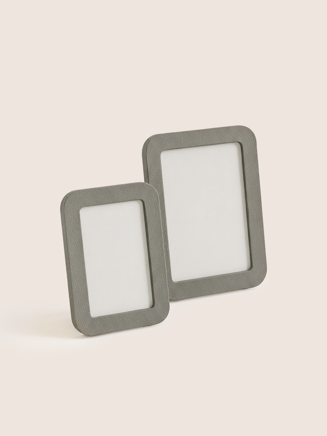 Faro Shagreen Leather Photo Frame, Set of 2 - Grey
