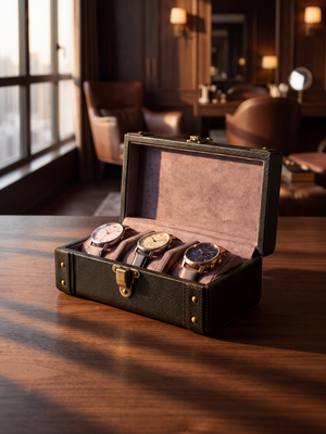 Bex Waxy Leather Watch Box - Brown