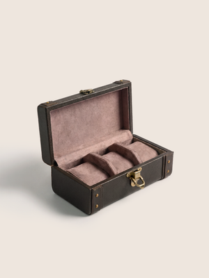 Bex Waxy Leather Watch Box - Brown