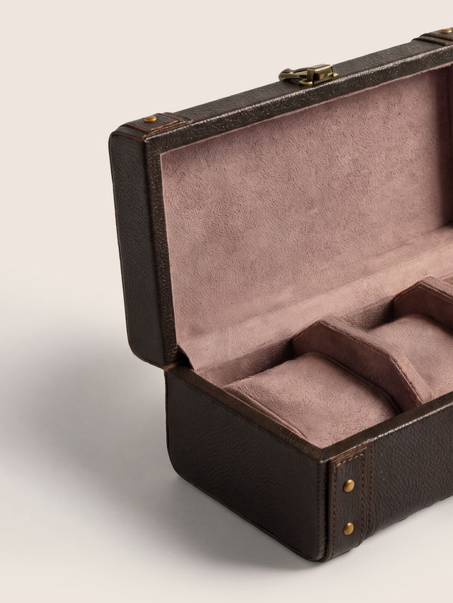 Bex Waxy Leather Watch Box - Brown
