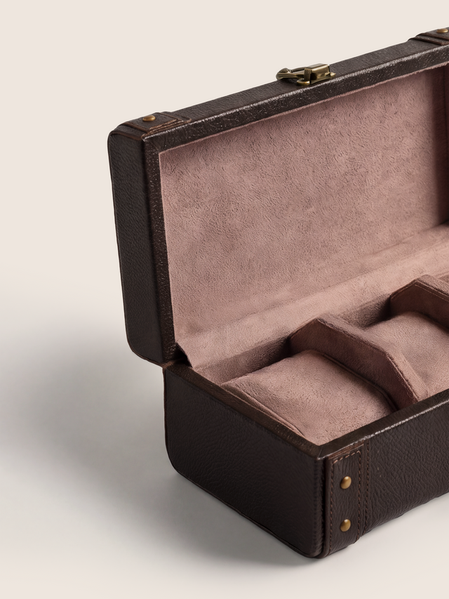 Bex Waxy Leather Watch Box - Brown