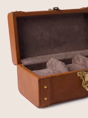Bex Waxy Leather Watch Box - Cognac