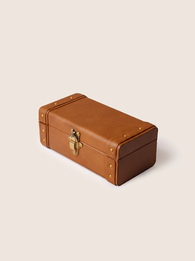 Bex Waxy Leather Watch Box - Cognac