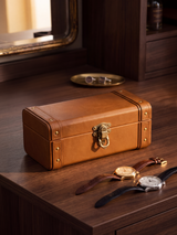 Bex Waxy Leather Watch Box - Cognac