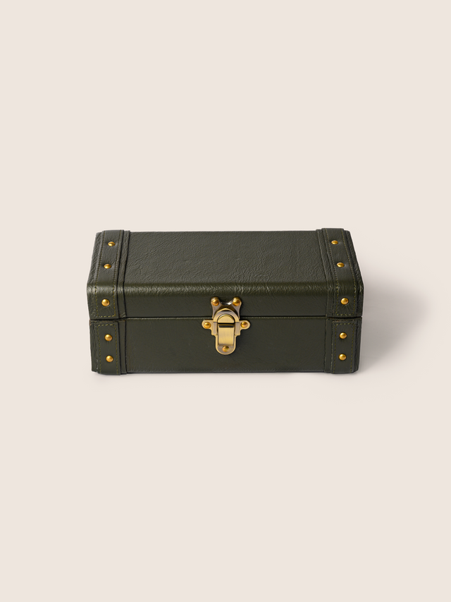 Bex Waxy Leather Watch Box - Green