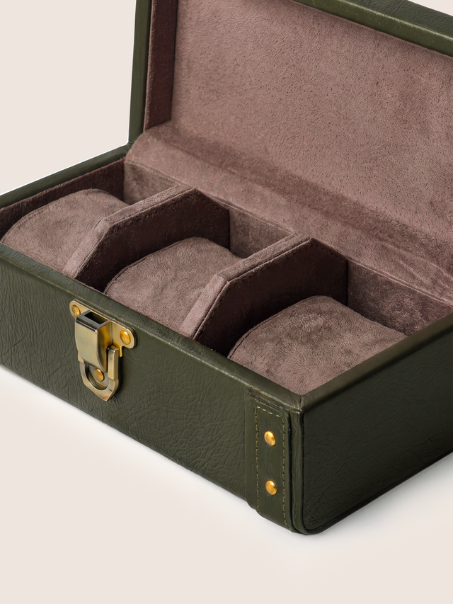 Bex Waxy Leather Watch Box - Green