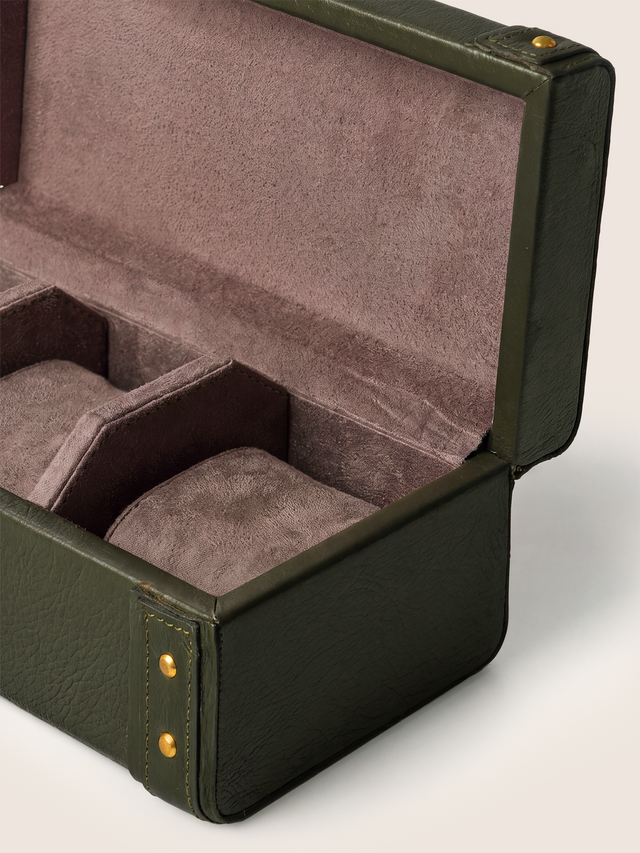 Bex Waxy Leather Watch Box - Green