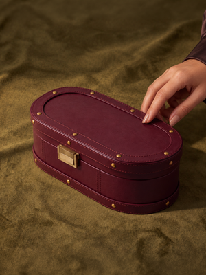 Orna Waxy Leather Jewellery Box - Burgundy