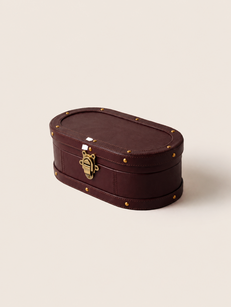 Orna Waxy Leather Jewellery Box - Burgundy