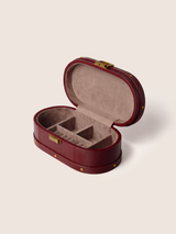 Orna Waxy Leather Jewellery Box - Burgundy