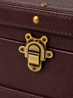 Orna Waxy Leather Jewellery Box - Burgundy