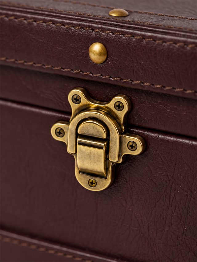 Orna Waxy Leather Jewellery Box - Burgundy