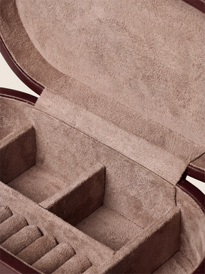 Orna Waxy Leather Jewellery Box - Burgundy