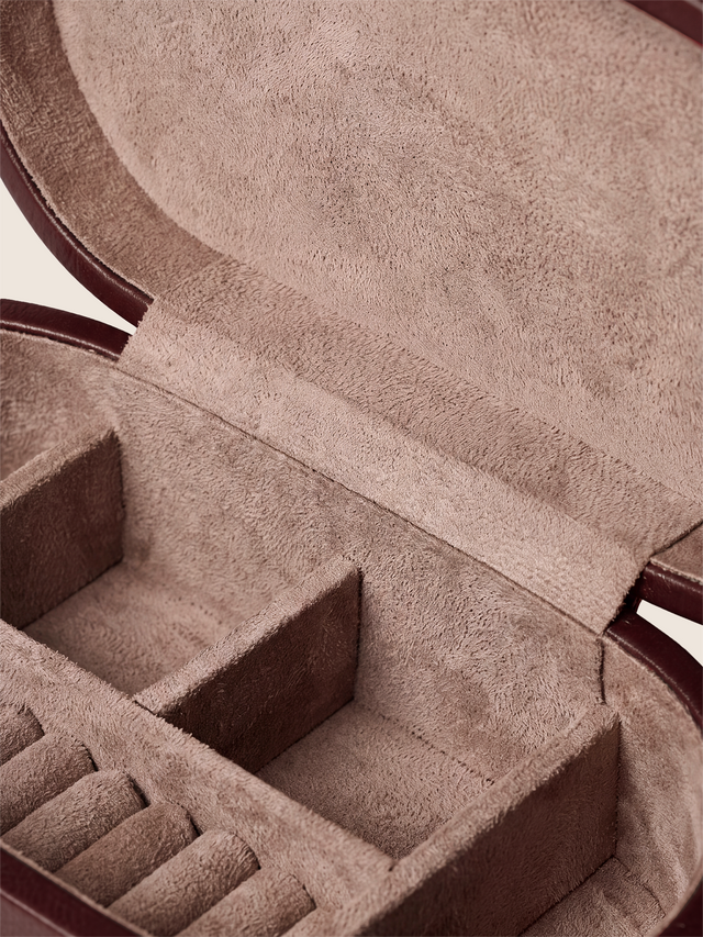 Orna Waxy Leather Jewellery Box - Burgundy