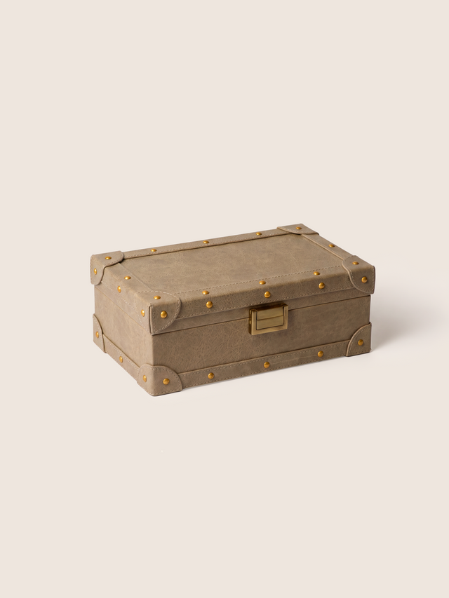 Torso Waxy Leather Keepsake Box - Taupe