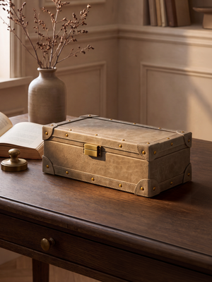 Torso Waxy Leather Keepsake Box - Taupe