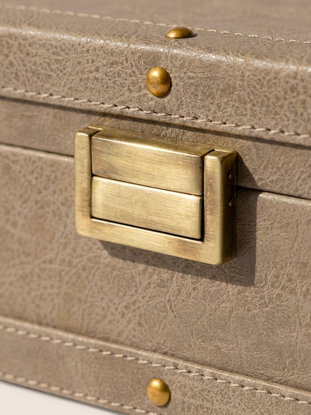 Torso Waxy Leather Keepsake Box - Taupe