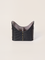 Carley Croco Print Leather Remote Caddy - Black