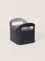 Carley Croco Print Leather Remote Caddy - Black