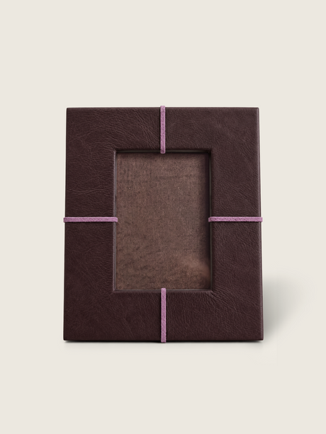 Pulcher Waxy Leather Photo Frame - Burgundy