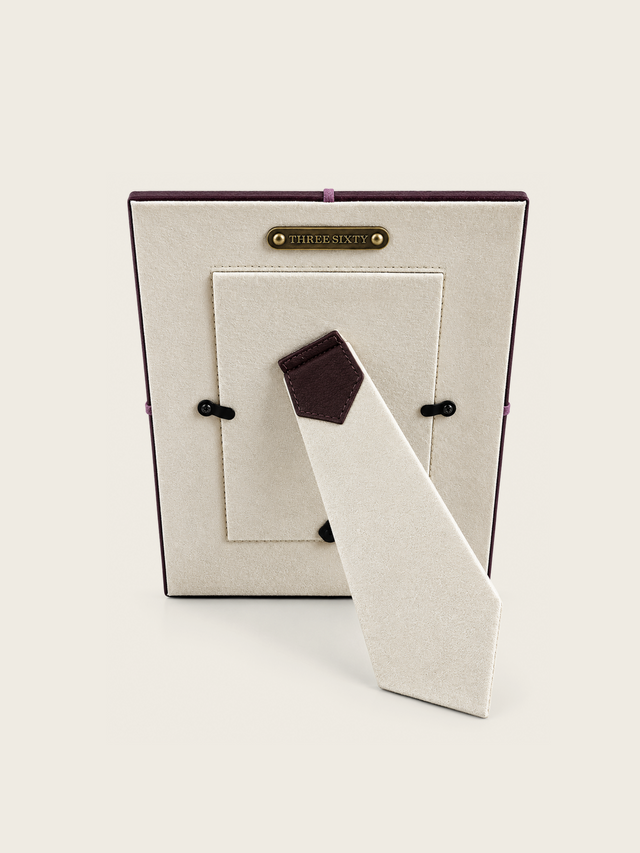 Pulcher Waxy Leather Photo Frame - Burgundy