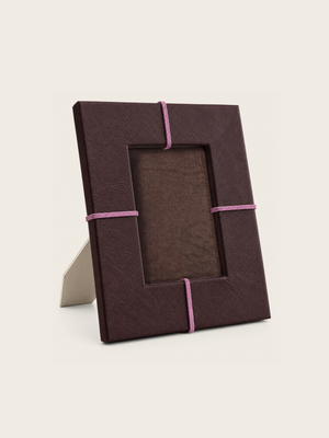 Pulcher Waxy Leather Photo Frame - Burgundy