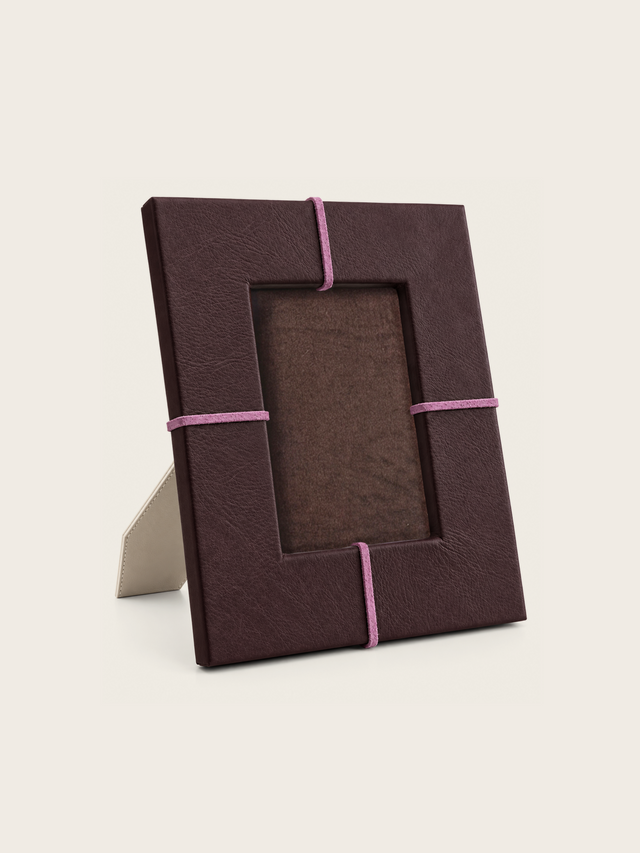 Pulcher Waxy Leather Photo Frame - Burgundy