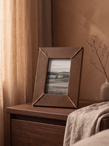 Pulcher Waxy Leather Photo Frame - Cognac