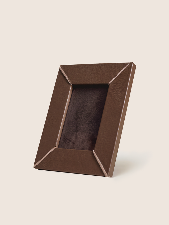 Pulcher Waxy Leather Photo Frame - Cognac